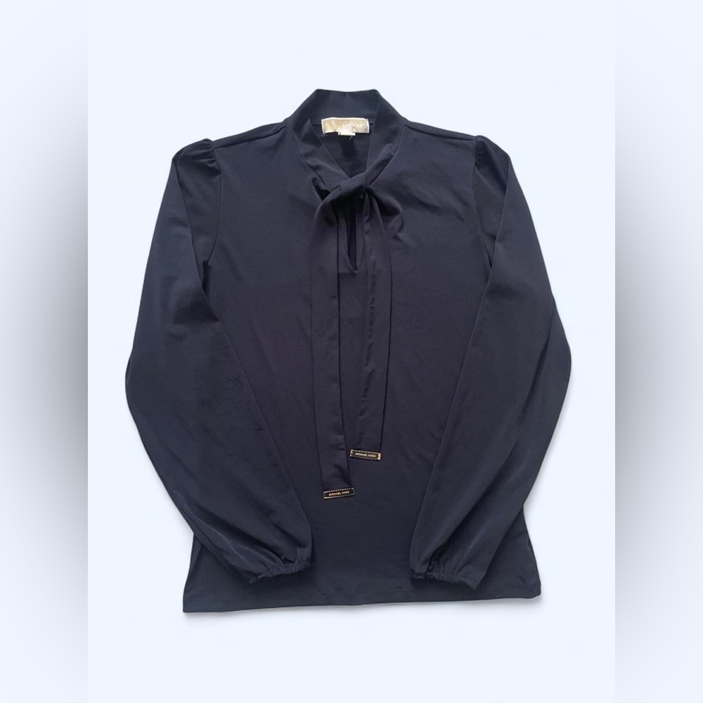 Michael Kors Tie Neck Blouse Navy Women’s size S